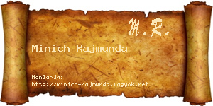 Minich Rajmunda névjegykártya